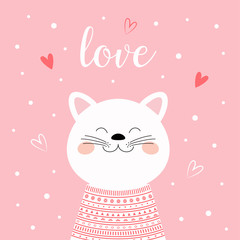 valentine card with cat