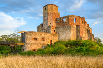 The ruins of the castle of the krakow bishops in Siewierz, Silesia, Poland.