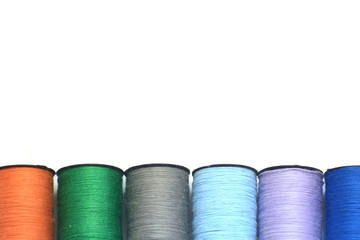 Multicolor sewing arrange on white background