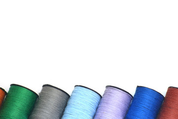 Multicolor sewing arrange on white background