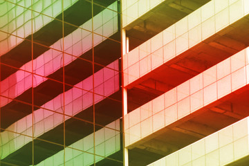 colorful Modern exterior architecture detail glass windows building texture