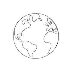 One line drawing earth globe
