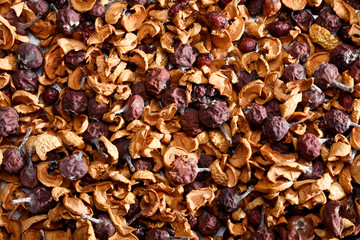 Full frame mixed dried fruits