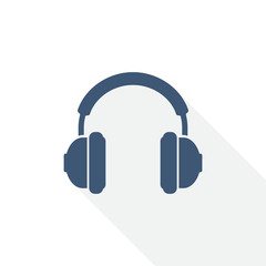 Headphones with microphone vector icon, sound, music concept flat design illustration for web design and mobile applications