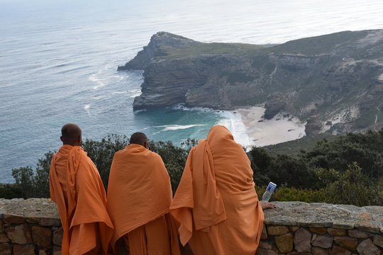 Panoramic view budism people South Africa coast