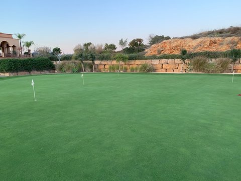 Putting Green With Multiple Flags