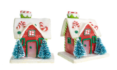 christmas decoration, collection of ginger house on white isolated background