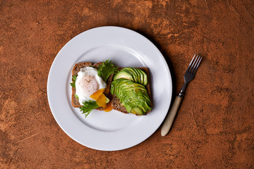 toasta with avocado and egg