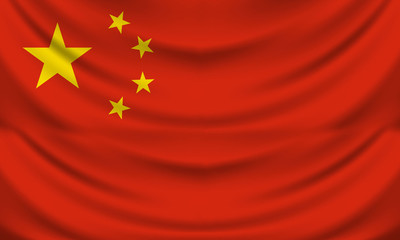 National flag of China illustration, wrinkled cloth effect