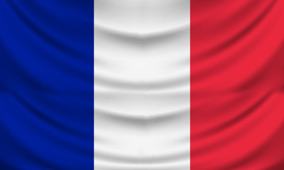 National flag of France illustration, wrinkled fabric effect
