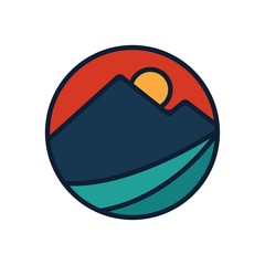 simple logo badge beach design, for t-shirt prints, patches, emblems, posters, badges and labels and other uses