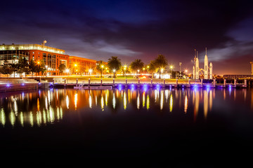 Geelong waterfront twilight featuring Deakin University Geelong and the famous Cunningham Pier entry archway