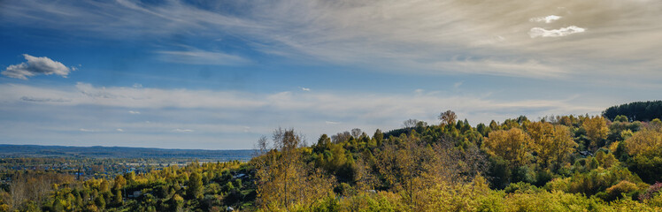 the mountain autumn landscape with colorful forest