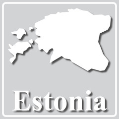 gray icon with white silhouette of a map Estonia