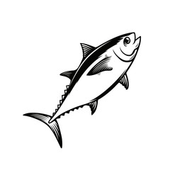 Tuna fish monochrome vector illustration