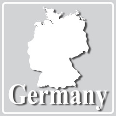 gray icon with white silhouette of a map Germany
