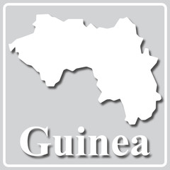 gray icon with white silhouette of a map Guinea