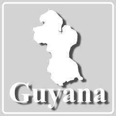 Obraz premium gray icon with white silhouette of a map Guyana