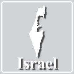 gray icon with white silhouette of a map Israel