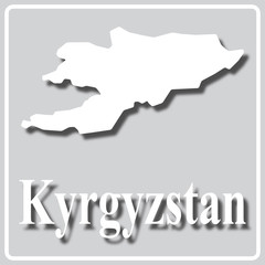 gray icon with white silhouette of a map Kyrgyzstan