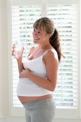 Pregnant Woman Holding Glass Of Water