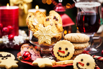 Various Chrismtas cookies, Holiday concept