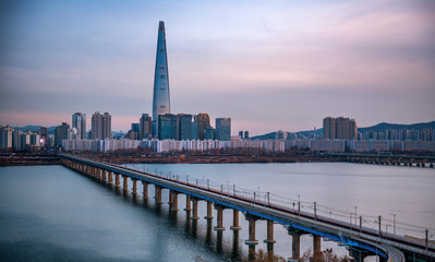 bridge and seoul skyline, south korea