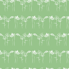 Seamless background of various wildflowers doodles