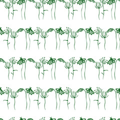 Fototapeta na wymiar Seamless pattern of various wildflowers doodles