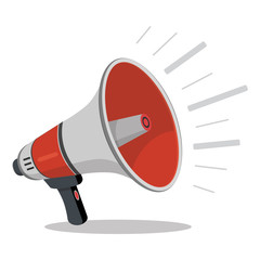 Loudspeaker or megaphone flat icon isolated on white background. Symbol of social media or promotion or online marketing.