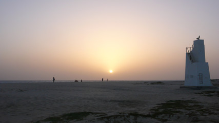 view point tower on the beach at sunset on Sal Island in Cape Verde