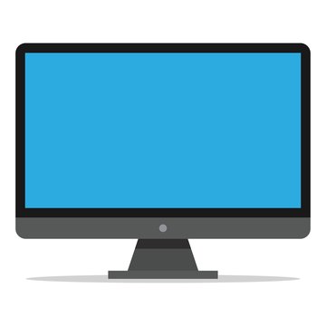 Computer Monitor with resolution ultra HD 4k and 16:9 aspect ratio widescreen display color flat style icon isolated on white background
