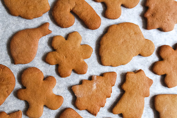 Homemade Christmas gingerbread cookie dough. From above.