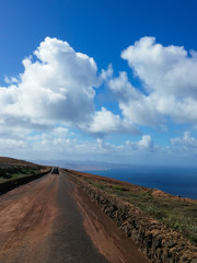 Scenery of Lanzarote, Canary islands - panoramic view on a sunny winter day
