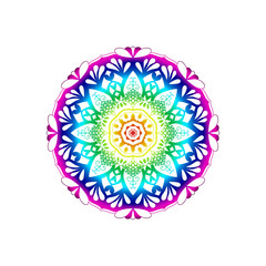 Black and white Mandala designed for praying and meditation or children color painting practice. Picture illustrated Asian style using dots lines curves.