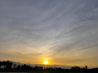sunset over field