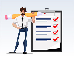 Businessman working character design set. Vector design.