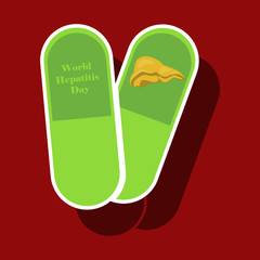 paper sticker on theme world hepatitis day . pills