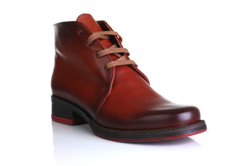 Orange red leather shoes men women