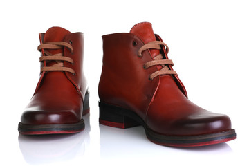 Orange red leather shoes men women