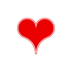 Poker playing card suit Hearts outline shape single icon. Hearts suit deck of playing cards used for ace in Las Vegas royal casino. Single icon illustration isolated on white. Drawing pic for tattoo.