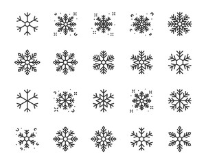 set of snow icons, winter, snowflake, season
