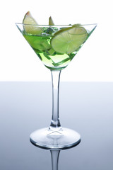 Cocktail absinthe with vodka in martini glass