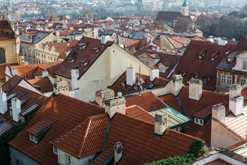Fototapeta na wymiar Red roofs of old town in Prague