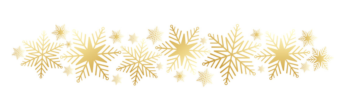 Gold vector snowflake banner
