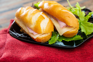 Sandwich with ham and lettuce