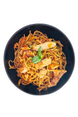 Vegetable noodles with chicken meat preparation