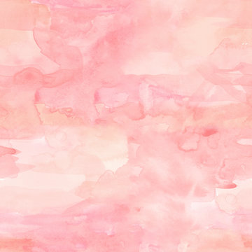 Blush pink watercolor seamless pattern Abstract background Soft paint texture with brush strokes and stains