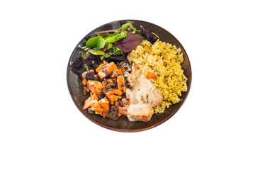 chicken peas, carrots, mushrooms and sauce