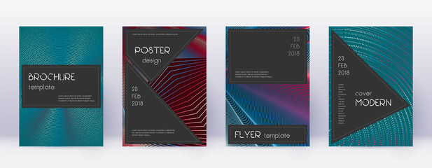 Black brochure design template set. Red abstract l